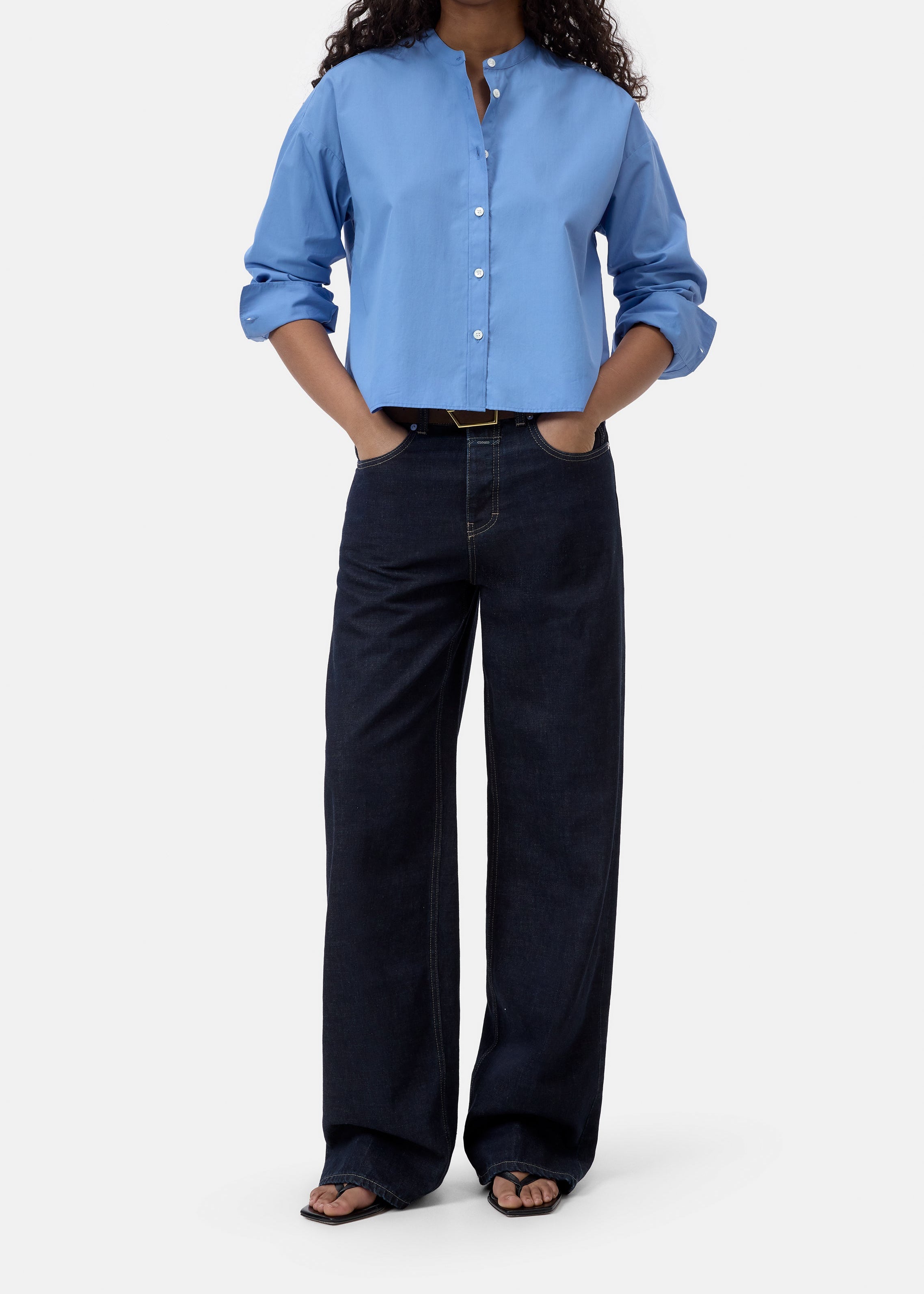 Camisa mao de popelin azul