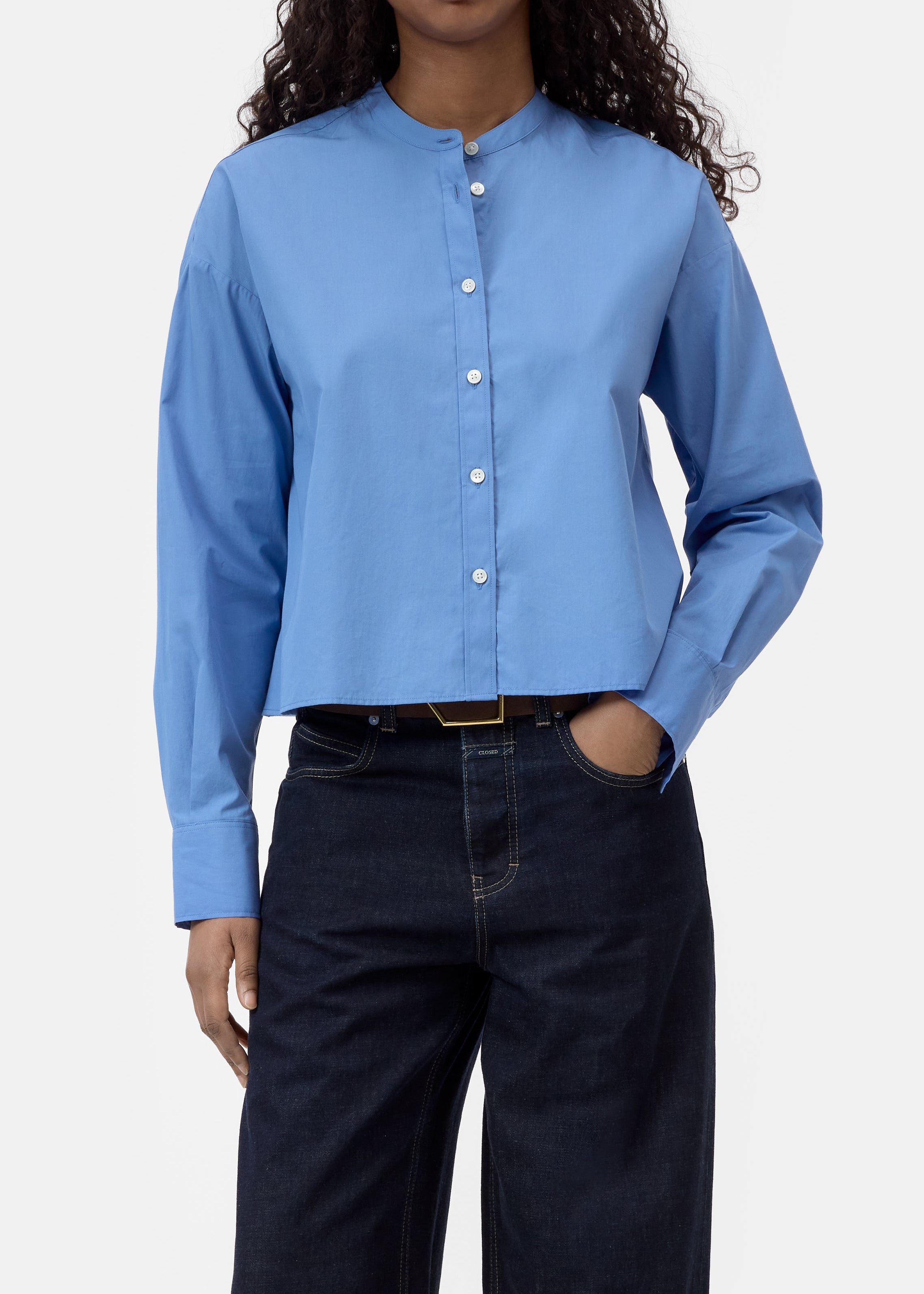Camisa mao de popelin azul