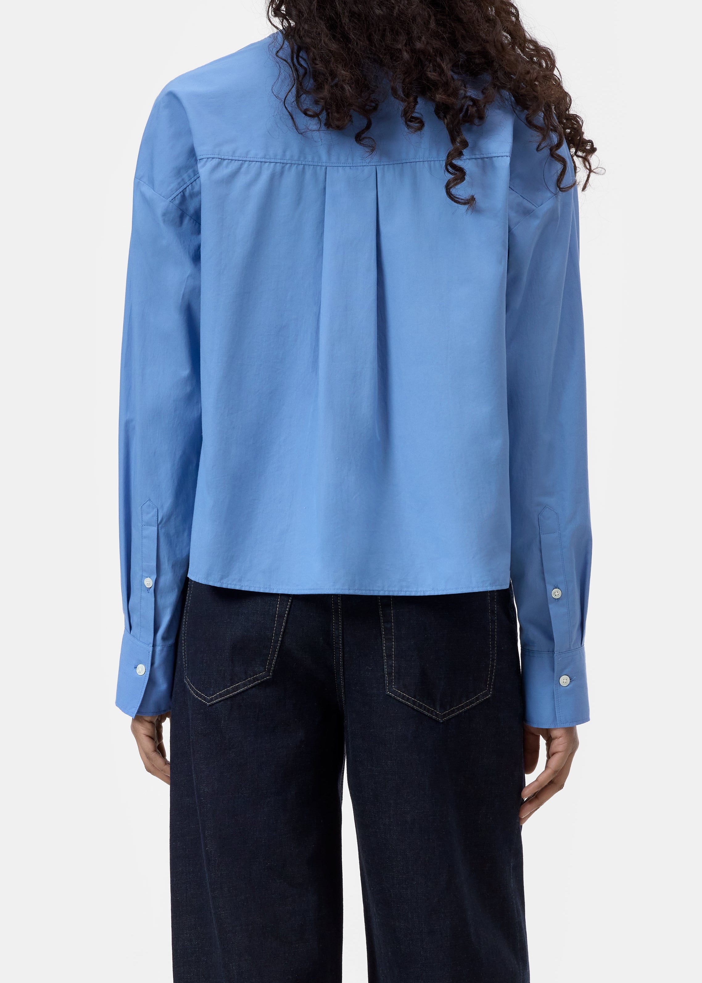 Camisa mao de popelin azul