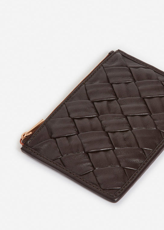 Braided leather coin purse