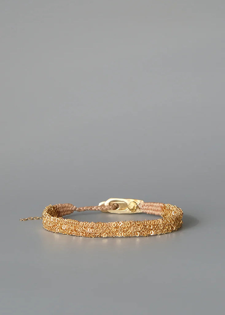 Thin gold plated woven bracelet