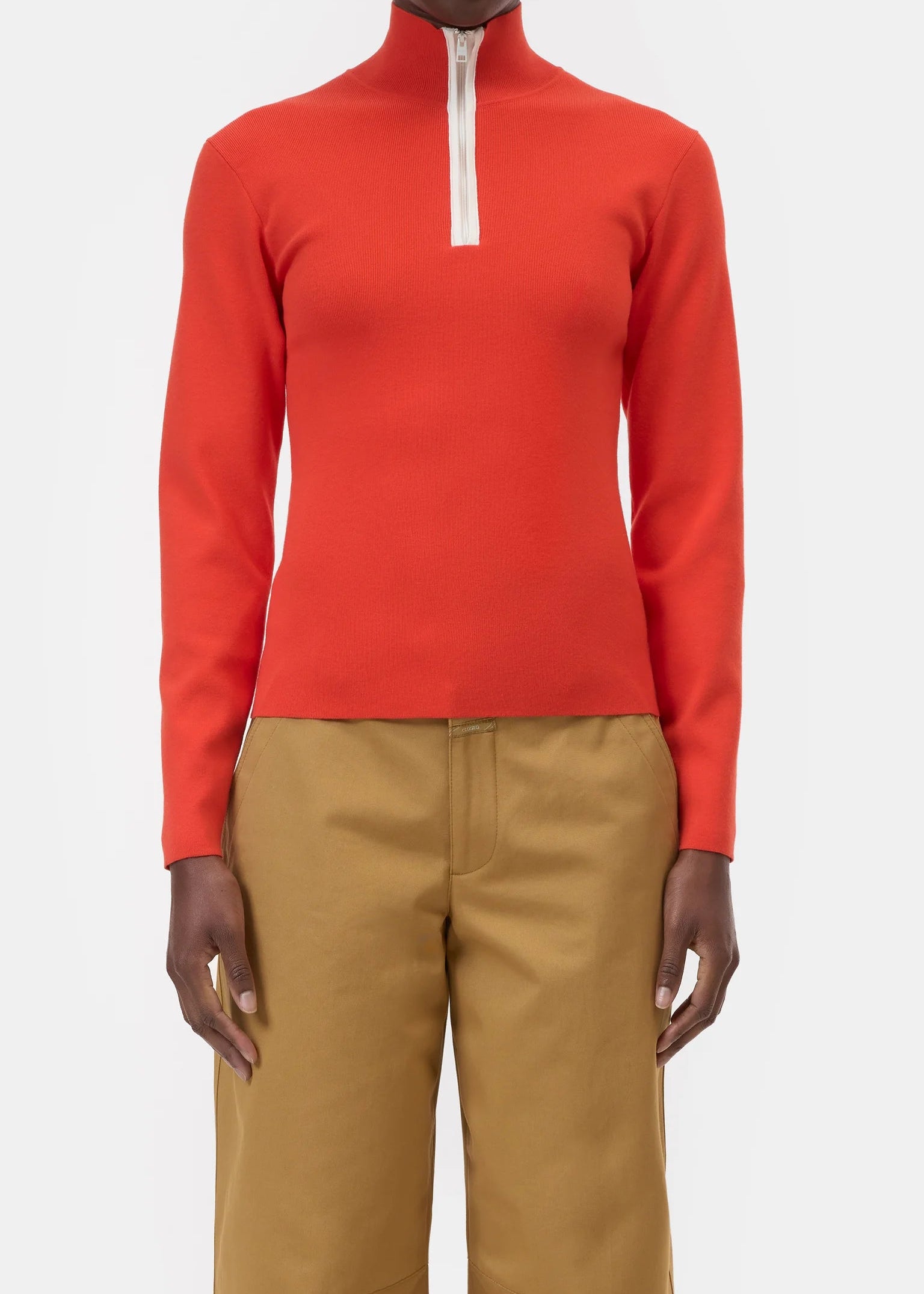 Sporty zip polo knit