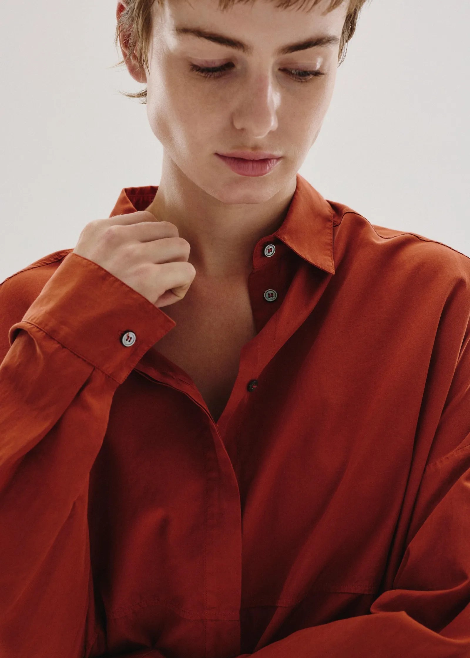 Camisa de corte masculino de seda algodon