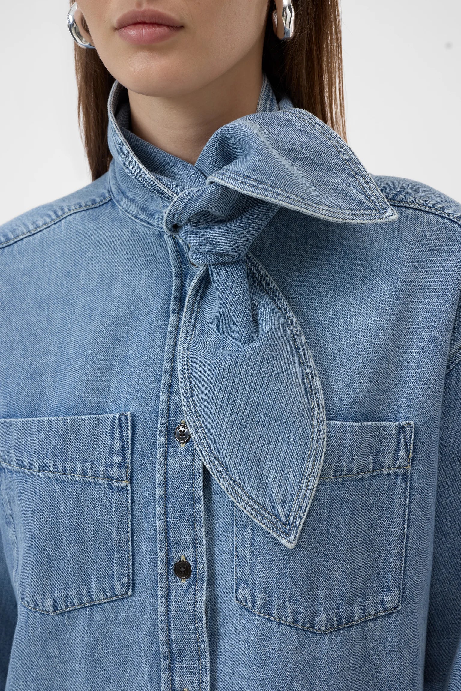 Denim scarf shirt