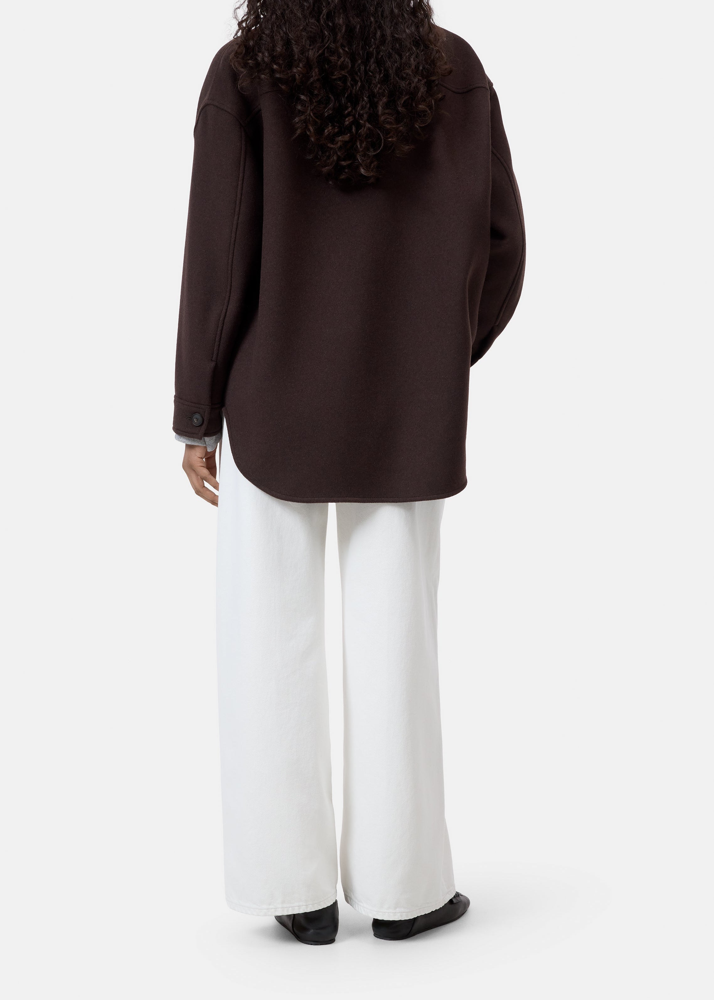 Sobrecamisa de lana doblefaz marrón