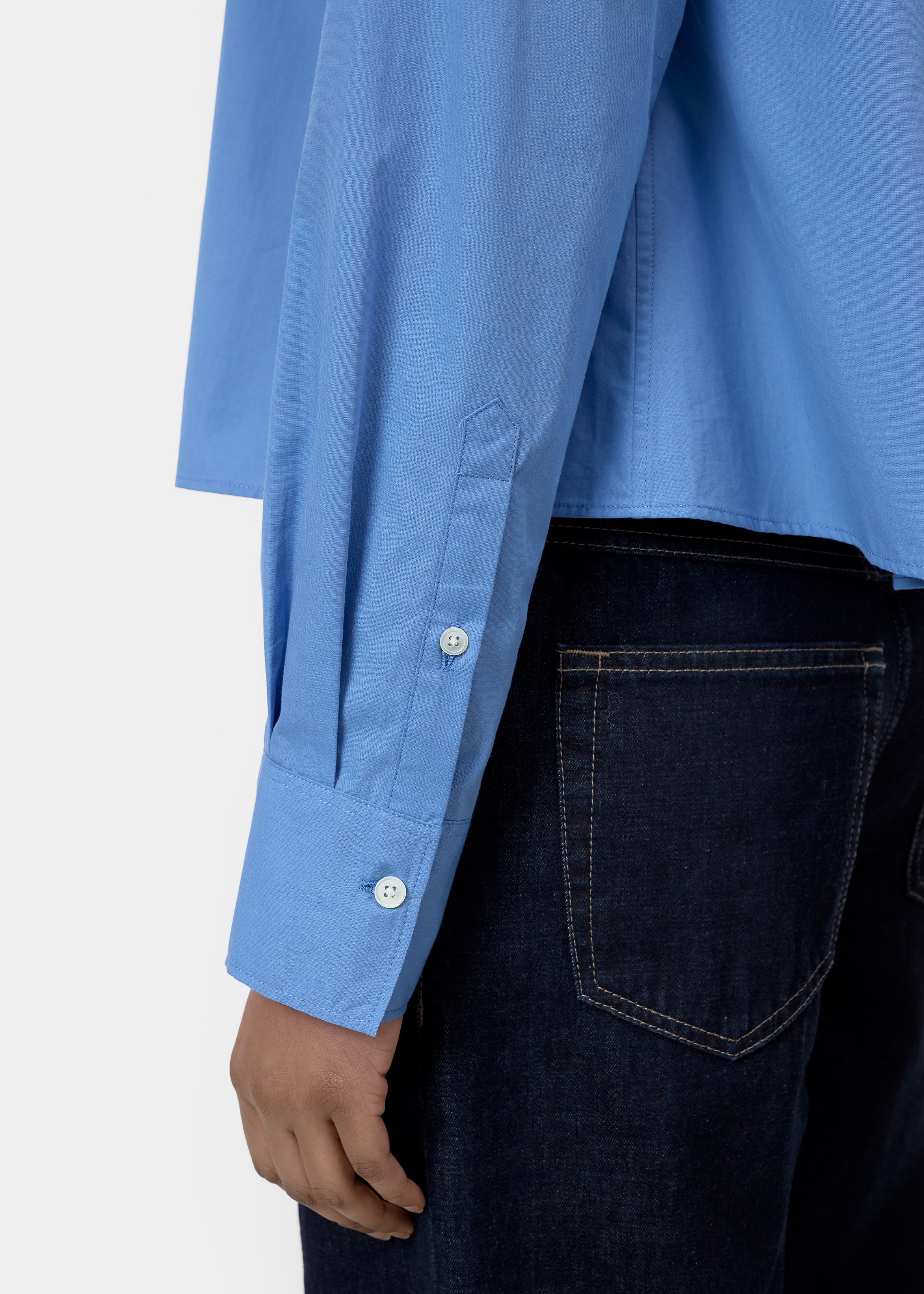 Camisa mao de popelin azul