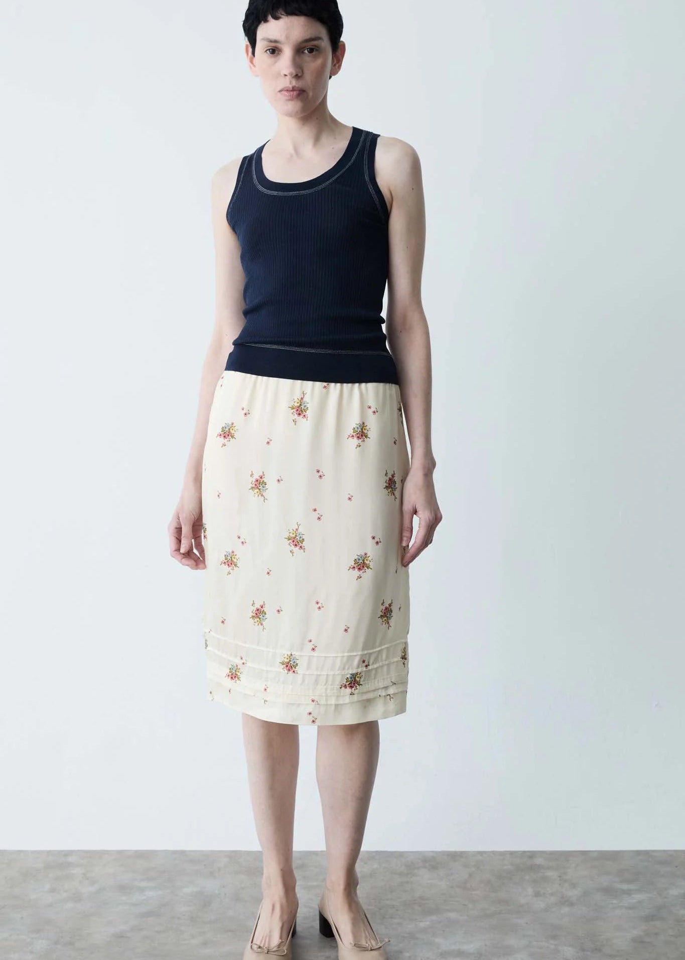 Midi Flower Print Skirt
