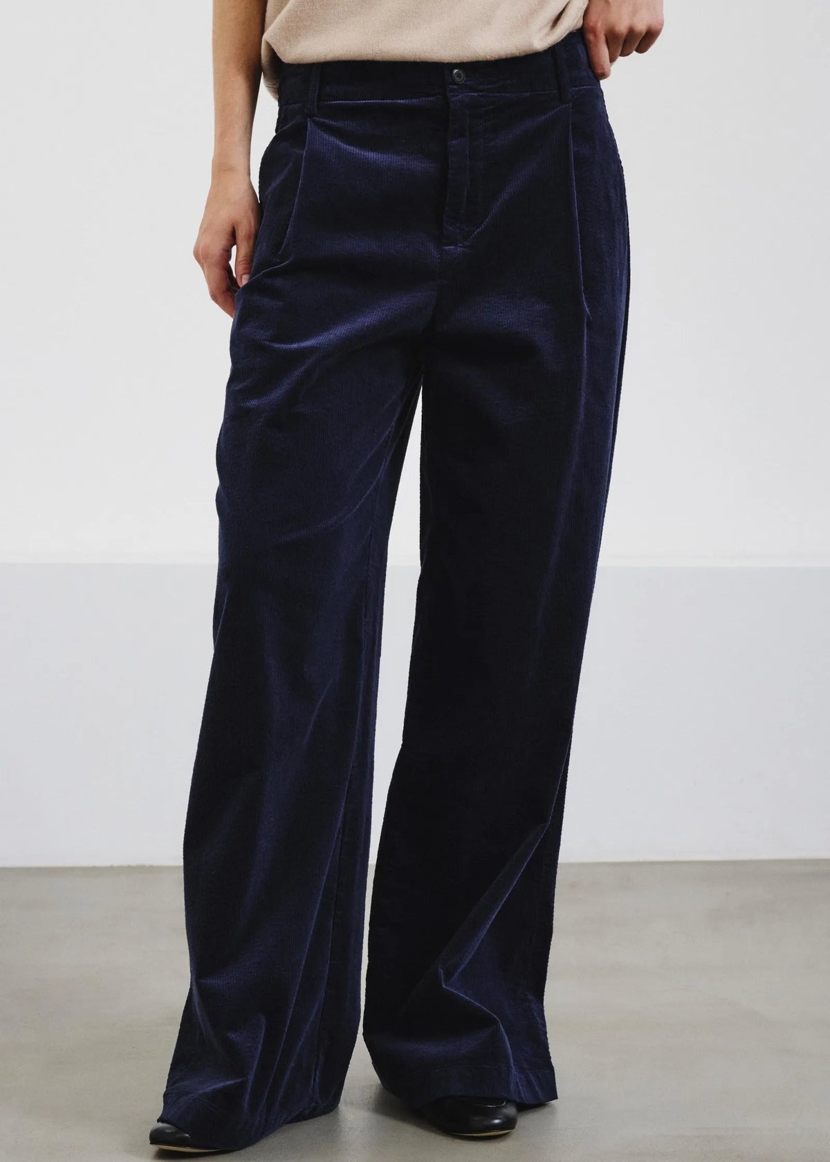 Pantalon ancho de pana azul marino