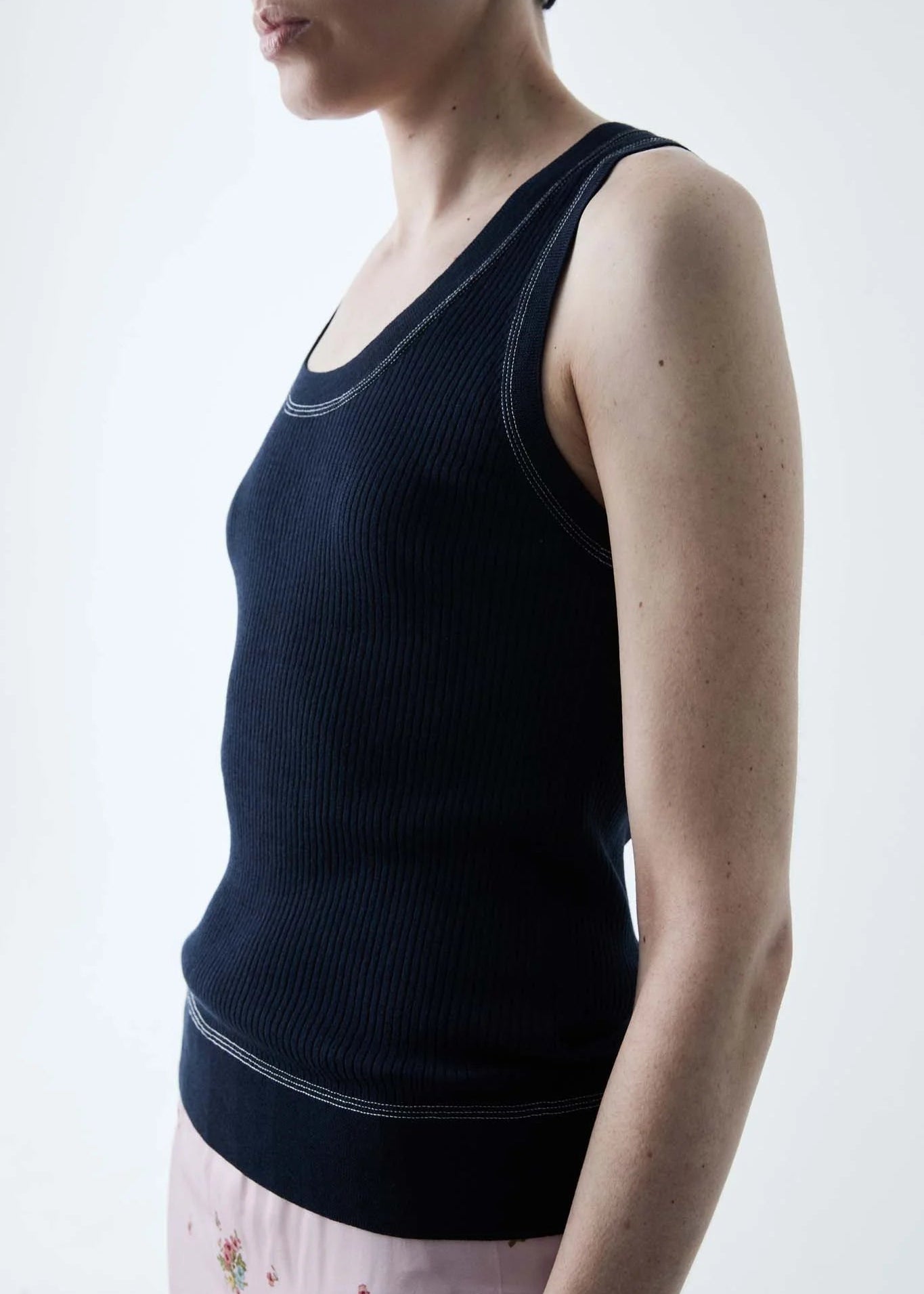 Navy Ribbed Tank Top