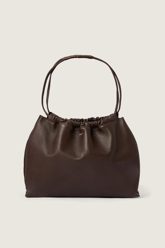 Small dark brown supple leather bag