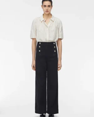 Masscob/Hubbart trousers Cotton trousers, high waist, buttoned bridge detail.